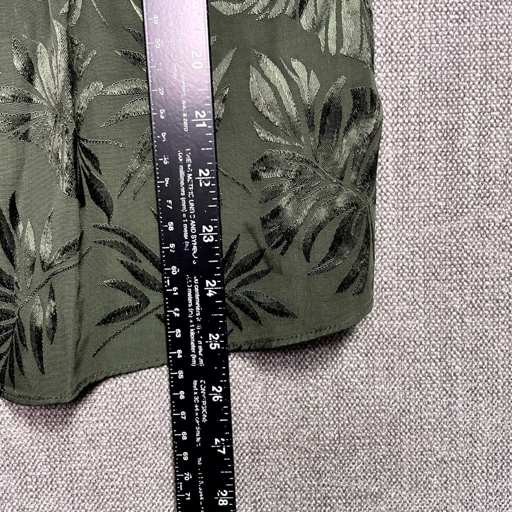 Michael Kors Blouse Top Womens Large Olive Green Floral Ruffle Sleeve Boat Neck - Picture 8 of 14